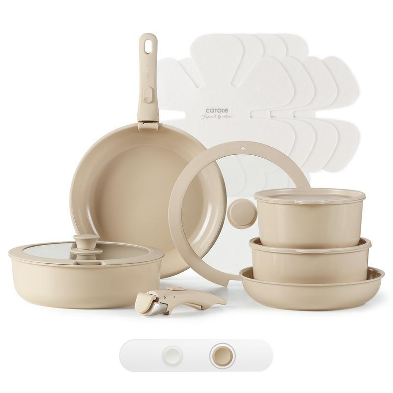 [Oficial] Conjunto de Panelas e Frigideiras, Conjunto de Utensílios de Cozinha de Cerâmica com Cabo Removível, Conjuntos