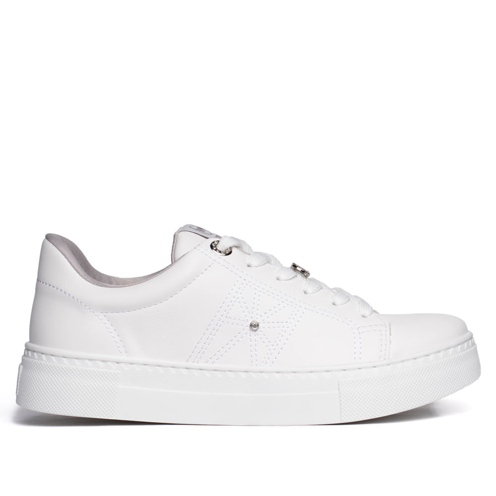 Tênis Feminino Via Marte com Pingentes Strass Branco