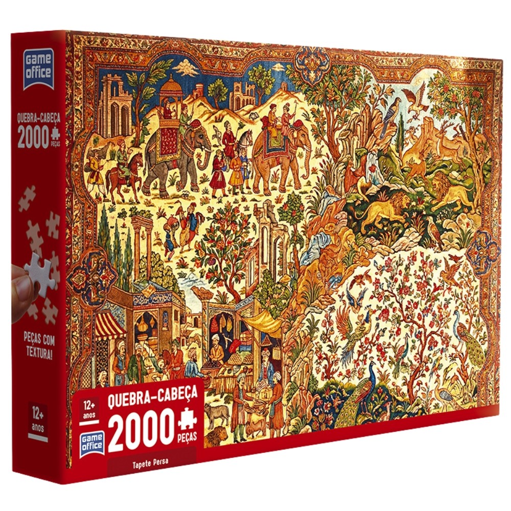 QUEBRA CABEÇA TAPETE PERSA 2000 PEÇAS TOYSTER PUZZLE OBRA DE ARTE QUADRO ELEFANTE CULTURA DESENHO IA