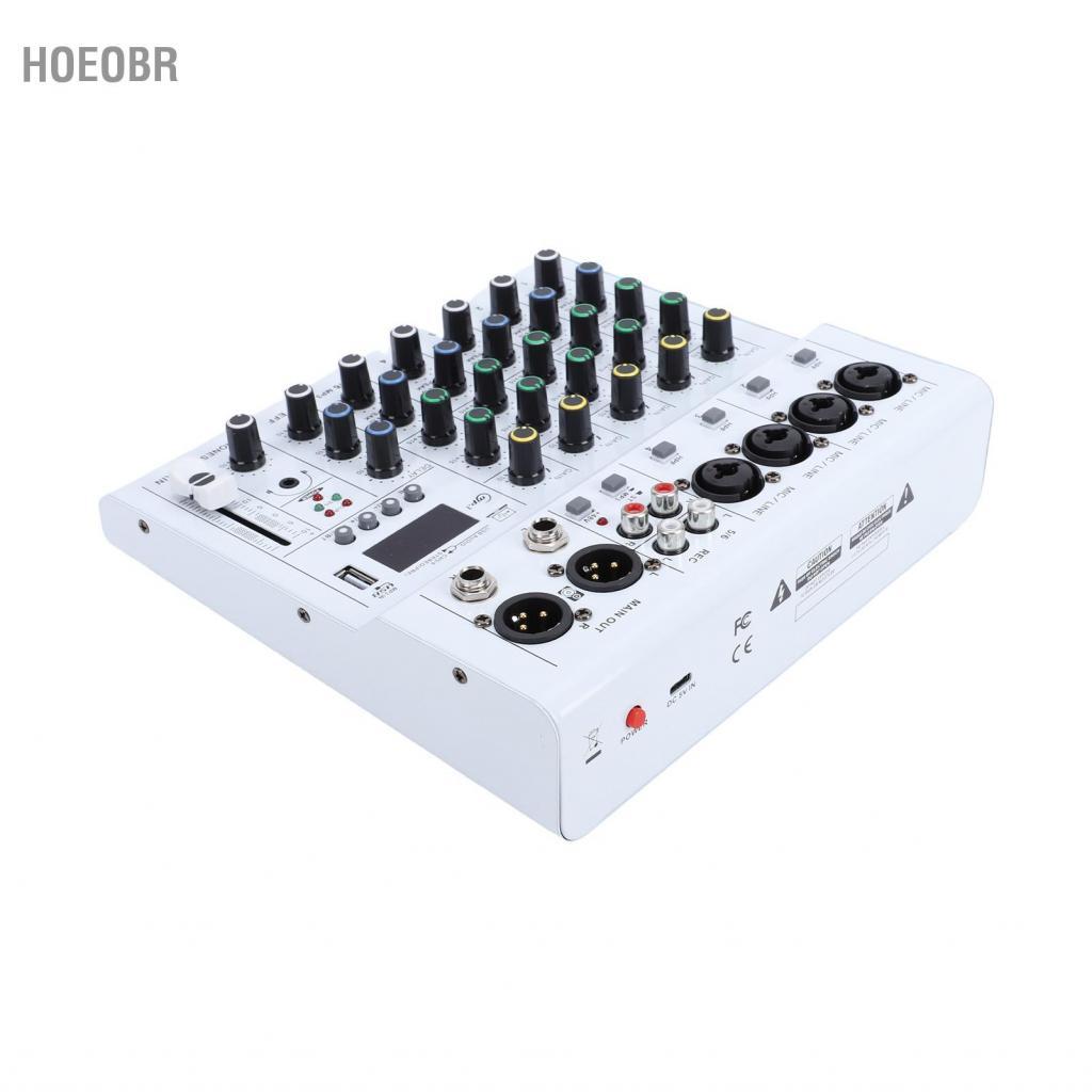 Hoeobr Hoeobr Mini Mixer de Som Controlador de DJ de 6 Canais com BT MP3 Player 48V Phantom Power Amplificador de