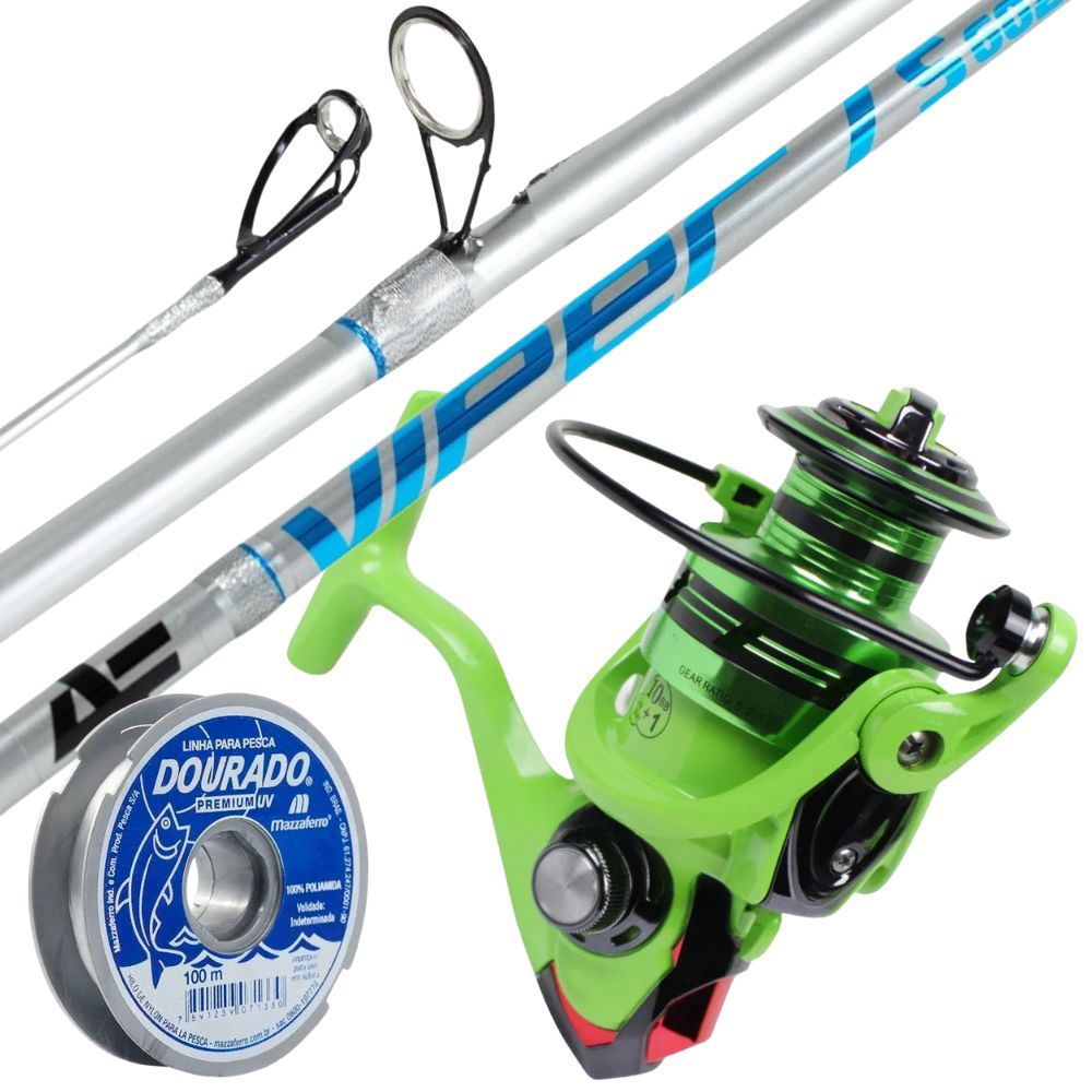 Kit Pesca Molinete BF Verde 4000  + Vara Viper Carbono IM6
