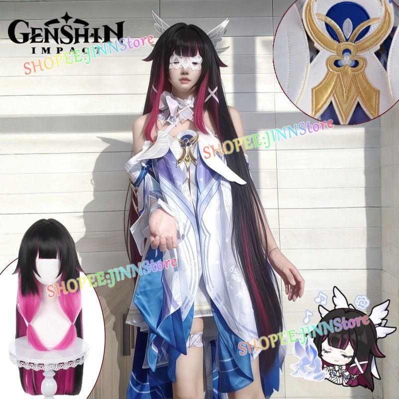 - JINN-GENSHIN IMPACT DAMSELETTE Cosplay COLUMBINA HYPOSELENIA Vestido Terno Roleplay Outfit