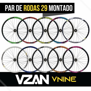 Par de Roda Montada Aro Aero 29 36F Bicicleta Mtb Freio a Disco Parede Dupla Vnine Vzan
