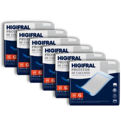 Kit 6 Protetor De Colchão Lençol Descartável Geriátrico Higifral - Tamanho G - Total 30 Unidades