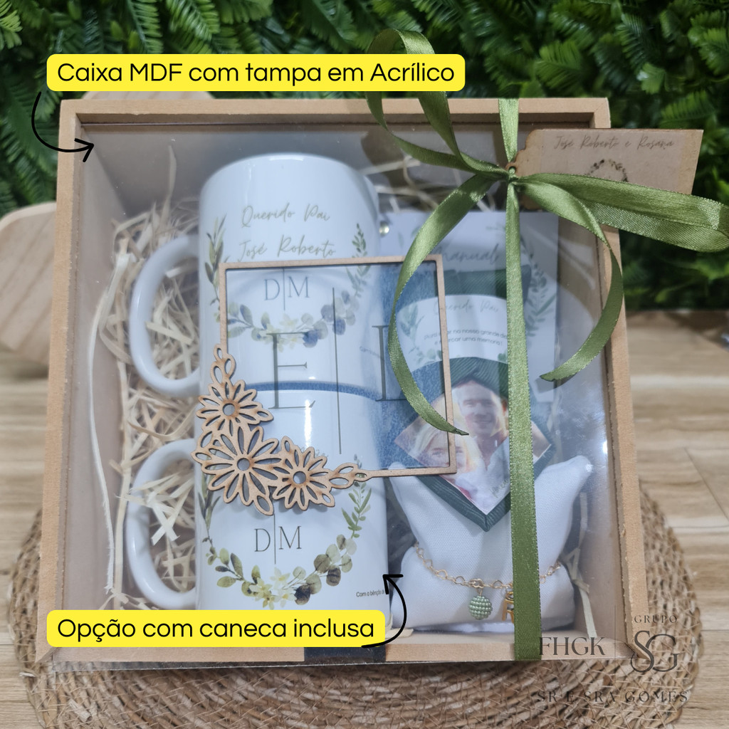Caixa Para Pais Em MDF Tampa Em Acrílico Com Caneca Gravata Com Foto Pulseira E Manual Personalizado em Oferta na Shopee
