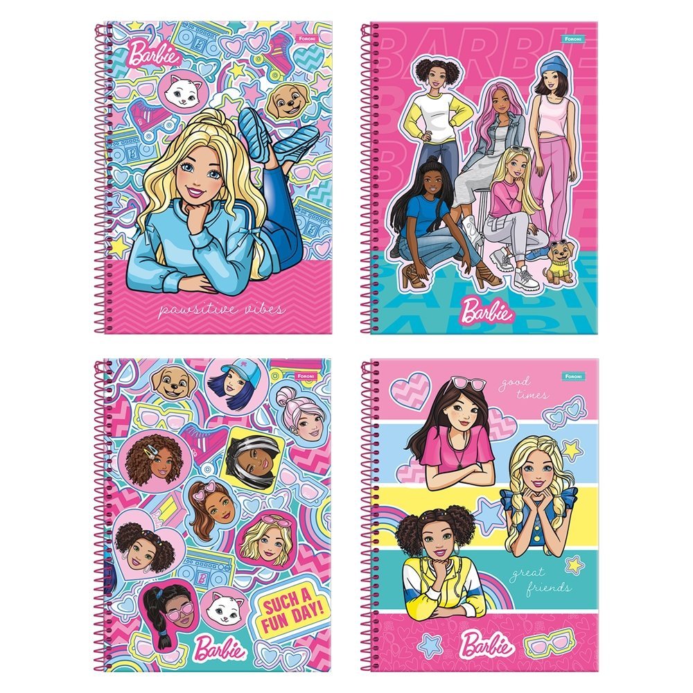 Caderno Espiral Foroni Universitário Capa Dura 01m - 80 Folhas Barbie Fit - Embalagem com 4 Unidades em Oferta na Shopee
