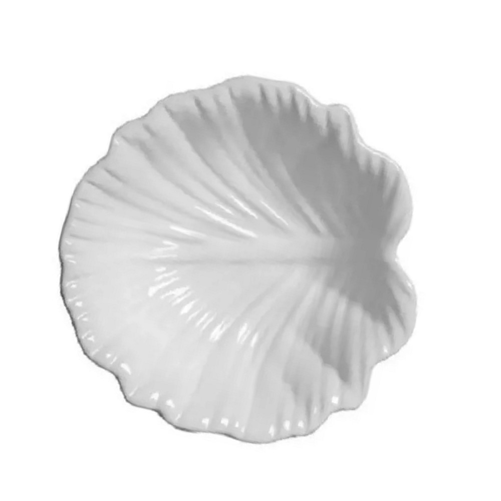 Bowl Mini Travessa de Cerâmica Branco Leaves Scalla 5x11cm