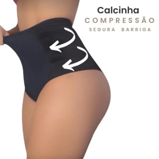 Kit 3 Calcinhas Cinta Modeladora Compressão Cós Alto Plus Size em Oferta na Shopee