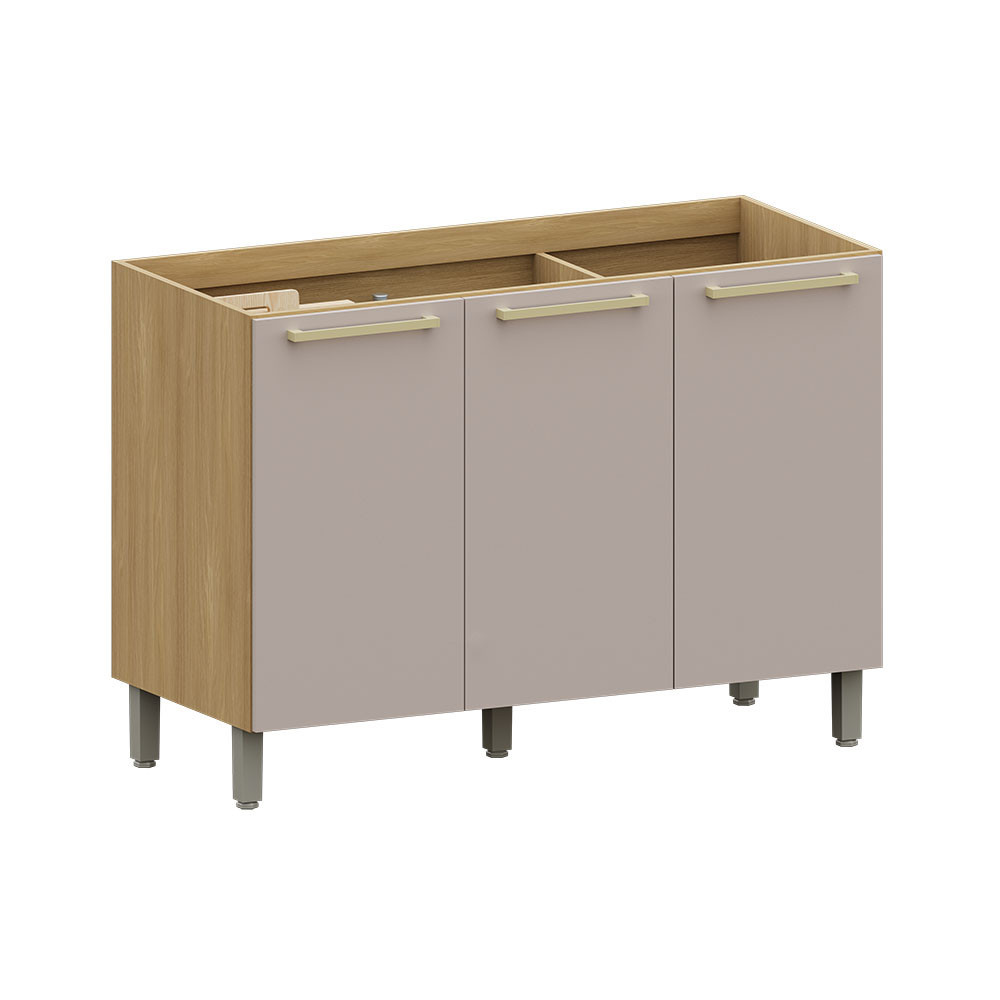 Balcão de Cozinha para Pia 120cm 3 Portas Sem Tampo Elegance Luciane Móveis