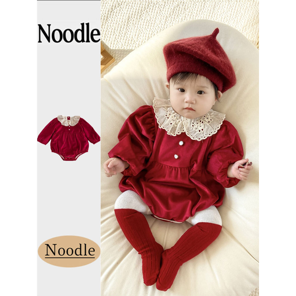 Roupas de bebê roupas de outono velo quente macacão meninas bebê estilo ocidental cem dias de idade peido roupas Festiva