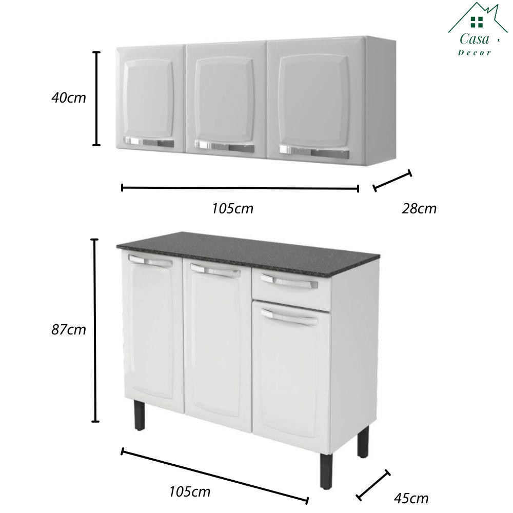 Kit Multiuso Itatiaia Aço Balcão 3 Portas e 1 Gaveta Com Armário Aéreo 3 Portas Branco Rose em Oferta na Shopee