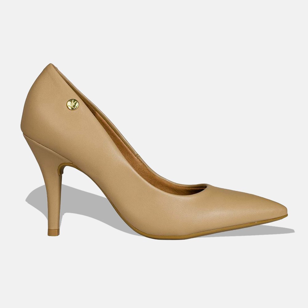 Sapato Scarpin Vizzano Bico Fino Salto Alto Pelica 1184.1101.7286 Bege - 35