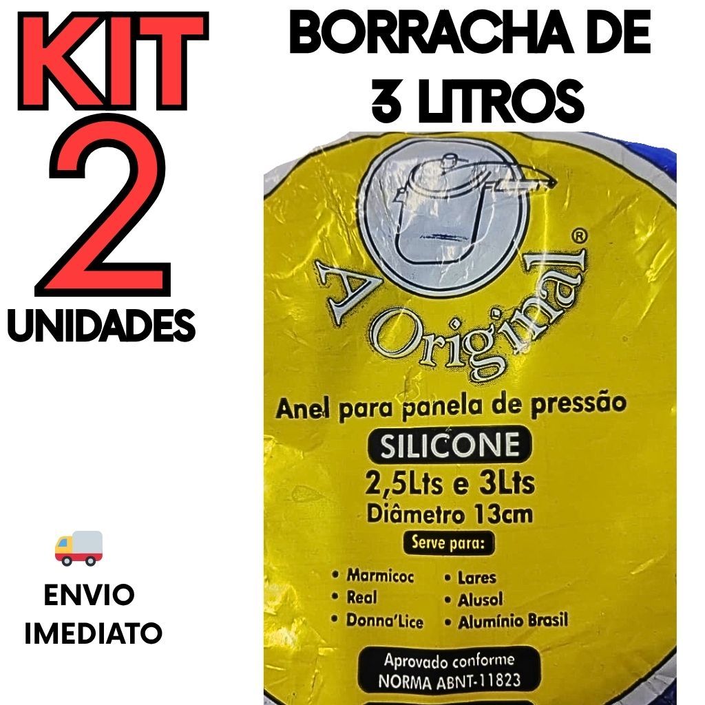 Kit 2 Borracha Panela de Pressão 3 Litros Silicone Universal Reposição Vedação