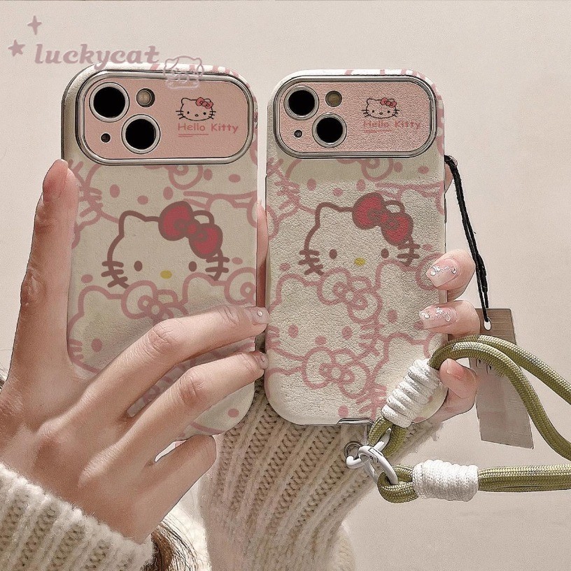 Cartoon Pink Line KT Cats Capa De Telefone Para iPhone 17 16 15 14 13 12 11 Pro Max