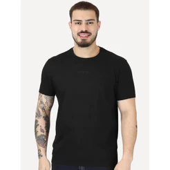 Camiseta Guess Original Masculina Logo Centro Bordado Preta