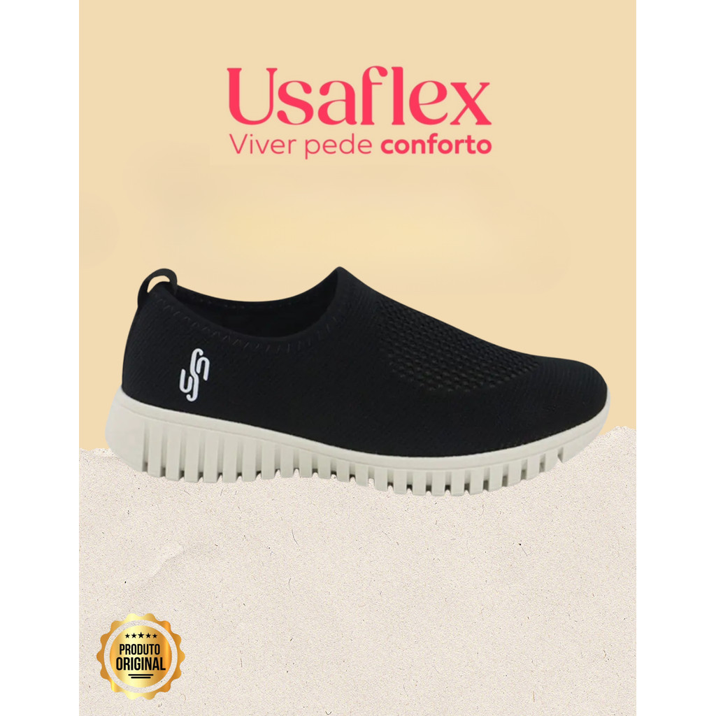 Tênis Feminino Usaflex Slip On Calce Facil Leve Sem Cadarço Conforto