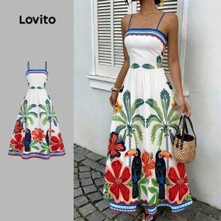 Lovito Vestido Boho com Zíper Padrão Vestido de Primavera/verão para Mulheres L34LDR082