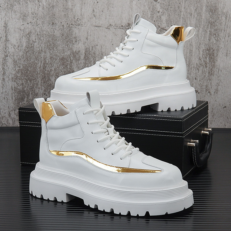 Sapatos brancos de cano alto masculinos 2026 novo estilo Super quente tênis de cano médio botas Martin masculinas de sol