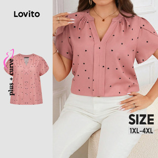 Lovito Casual Blusa Curva Plus Size Blusa De Coração Em Formato De Coração Para Mulheres LBL18288