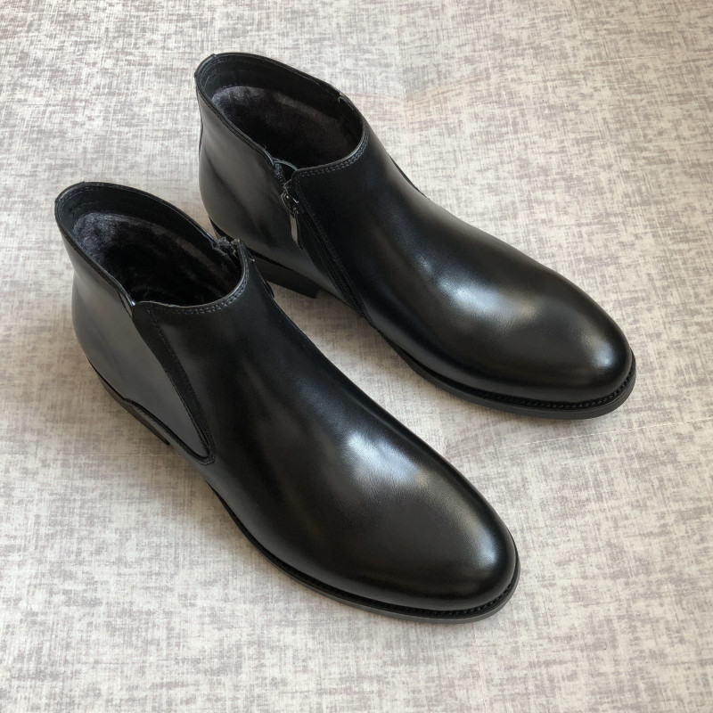 Botas Martin da moda masculinas de lã de inverno botas curtas de couro genuíno pele de uma peça de lã quente sapatos de 