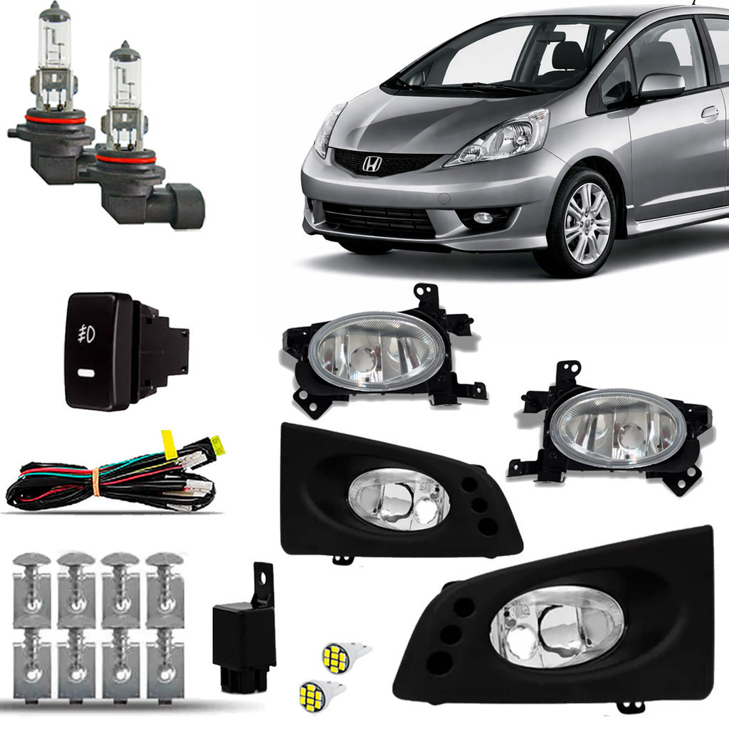 Kit Farol Milha Neblina Auxiliar Farolete Cibie Completo Honda Fit 2009 2010 2011 + Moldura