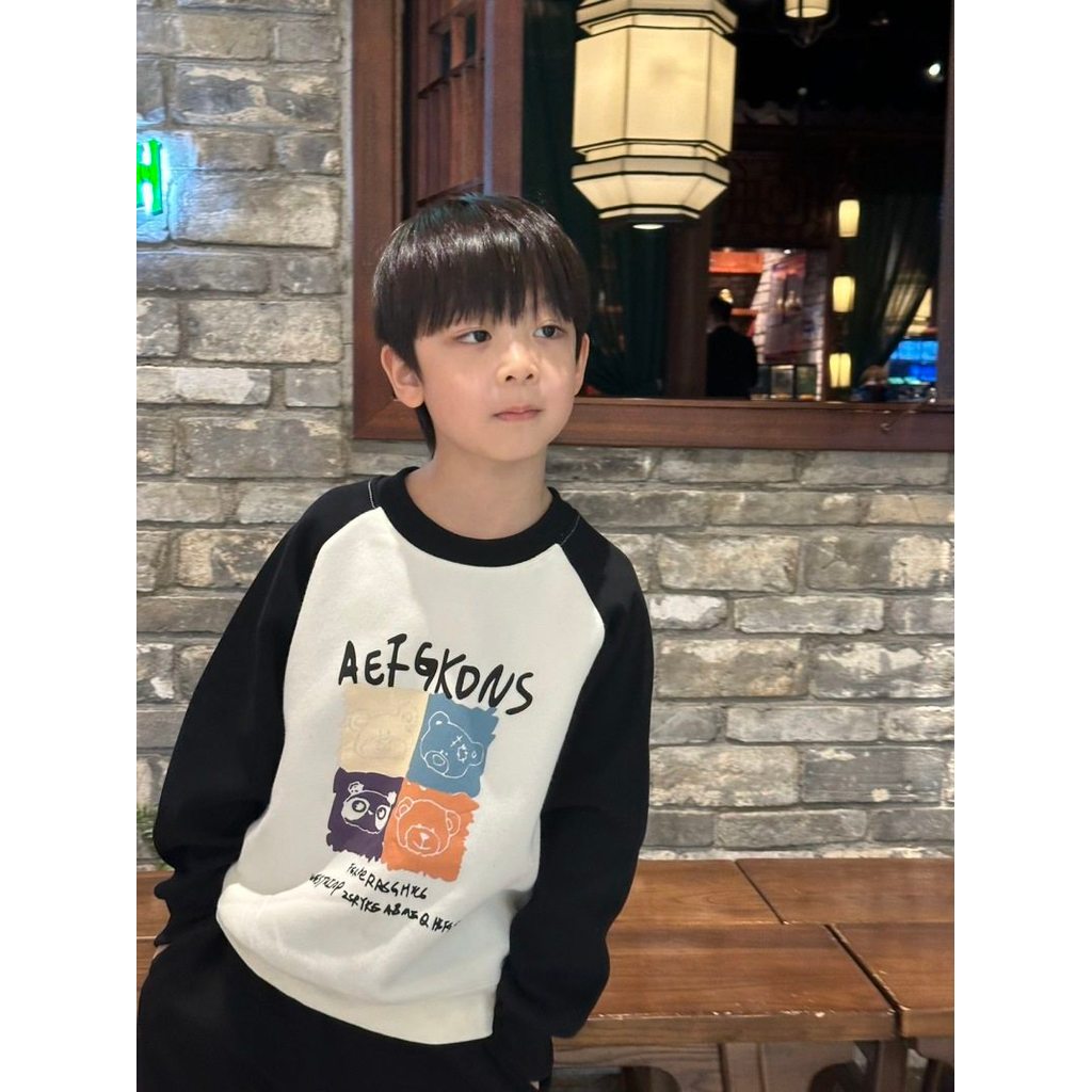 2026 primavera novo estilo versão coreana moletom solto meninos crianças bebê impressão dos desenhos animados mangas Rag