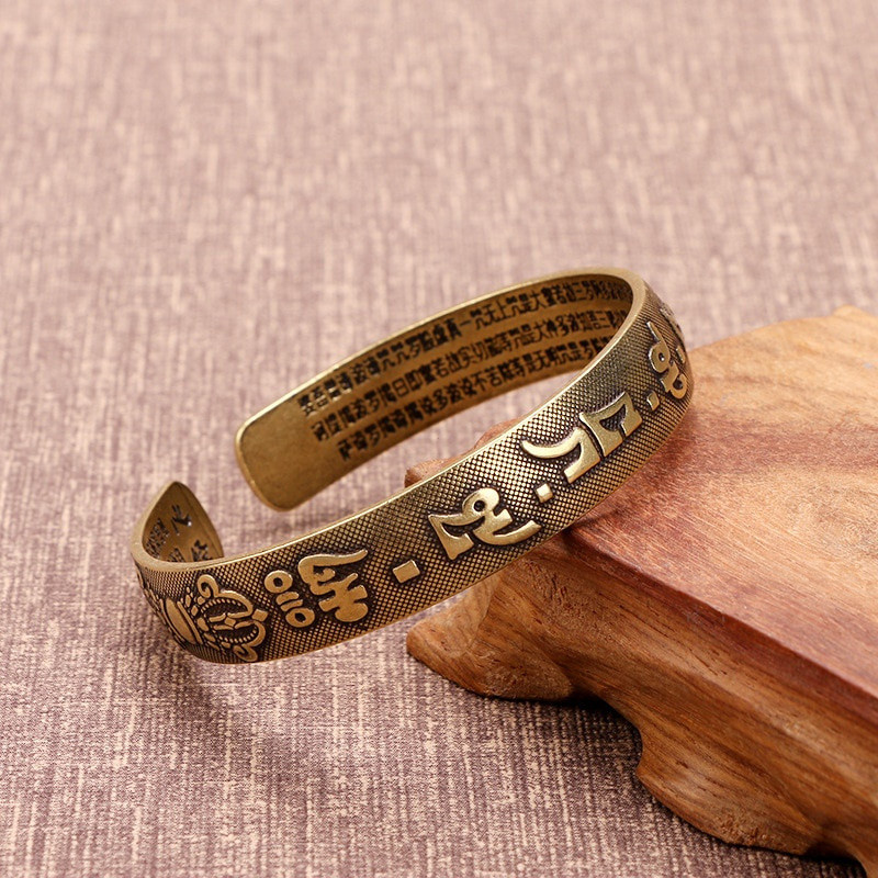 Pulseira Budista Vintage de Cobre com Seis Camadas de Mantras para Casais