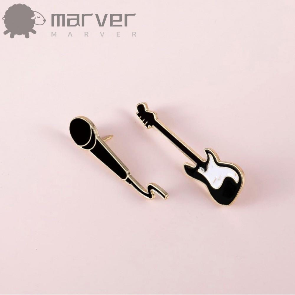 Broche De Guitarra Rock MARVER , Distintivo De Microfone De Material De Metal De Estilo Fofo , Alfinete Esmaltado De Des
