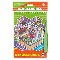 Livro Cenário 3D Adesivos em Miniatura Dinossauros