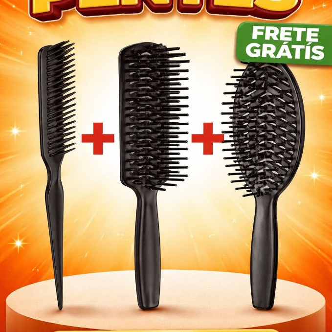 Mafê Escovas Para Cabelo Kit Escovas Mariana, Mafê, Pente Tres Fileiras COR SORTIDA