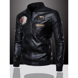 Jaqueta de couro bordada estilo primavera roupas masculinas de primavera estilo americano rufião bonito jaqueta de couro