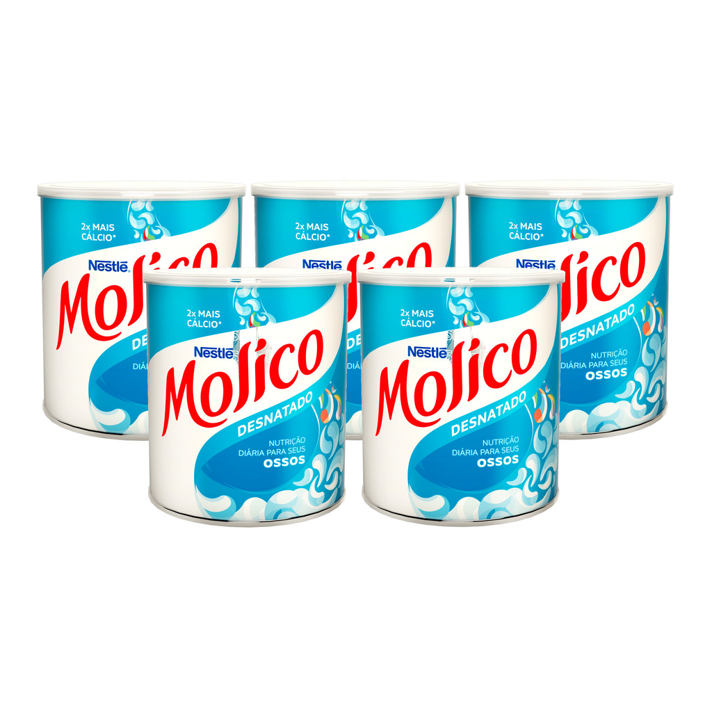 5 Leite Em Pó Desnatado Molico Total Cálcio Nestlé Lata 280g