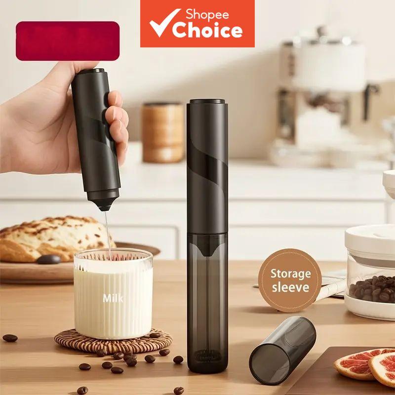 Mini Batedor de Leite Elétrico Portátil para Espumar Leite e Misturador de Café Manual