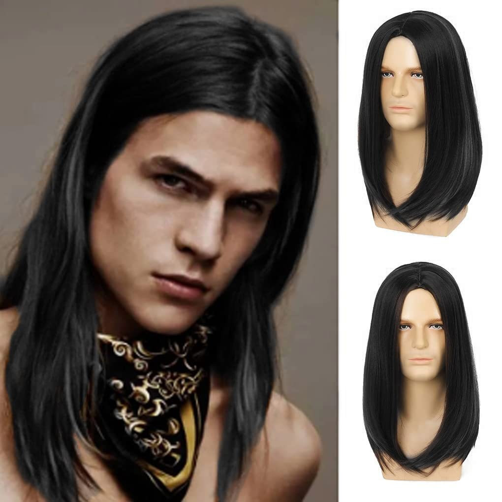 Preto masculino cor longo cabelo moda masculina conjunto de peruca venda quente perucas opcionais