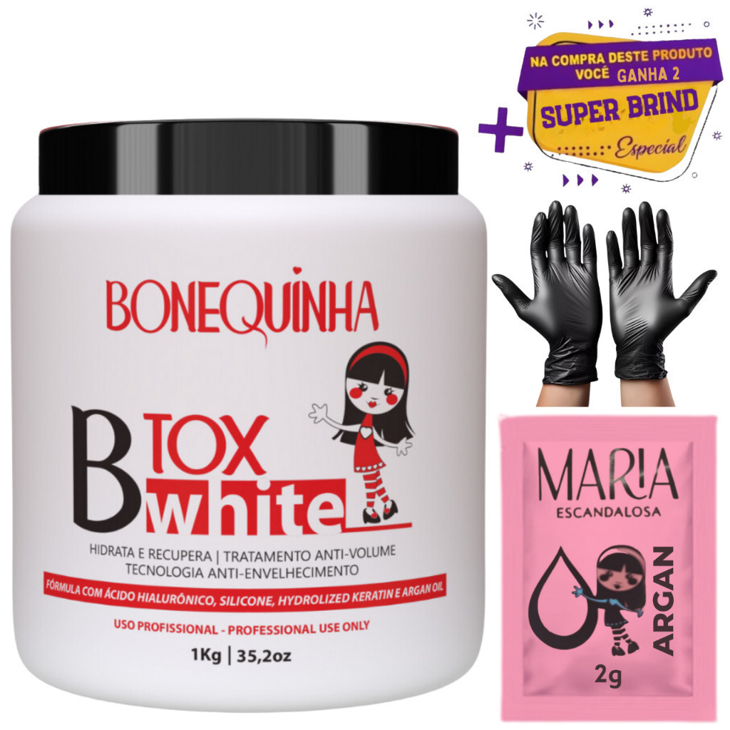 Botox Btox Bonequinha Escandalosa White 1Kg Selante Relaxamento Tratamento Capilar