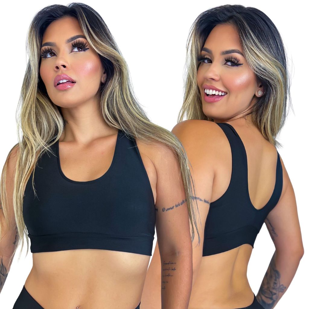 Top cropped fitness treino dia a dia academia confortavel em Oferta na Shopee