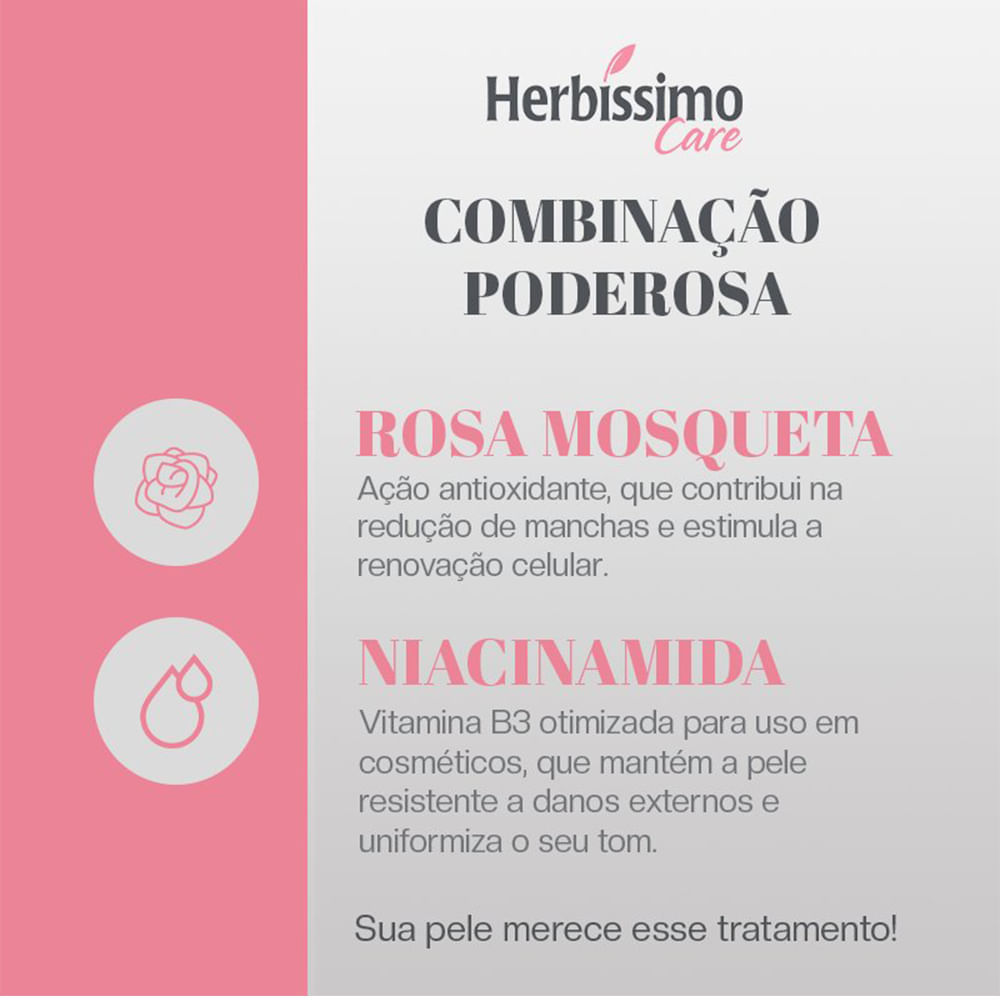 Detalhes do Desodorante Antitranspirante Creme Herbíssimo Care Rosa Mosqueta e Niacinamida 55g