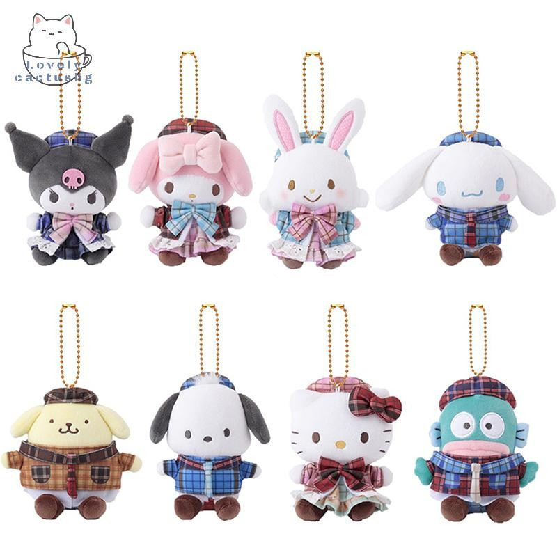 lovelycactushg Sanrio Sailor Suit Hello Kitty Brinquedo De Pelúcia Chaveiro Kuromi Melody Cinnamoroll Boneca Pingente De