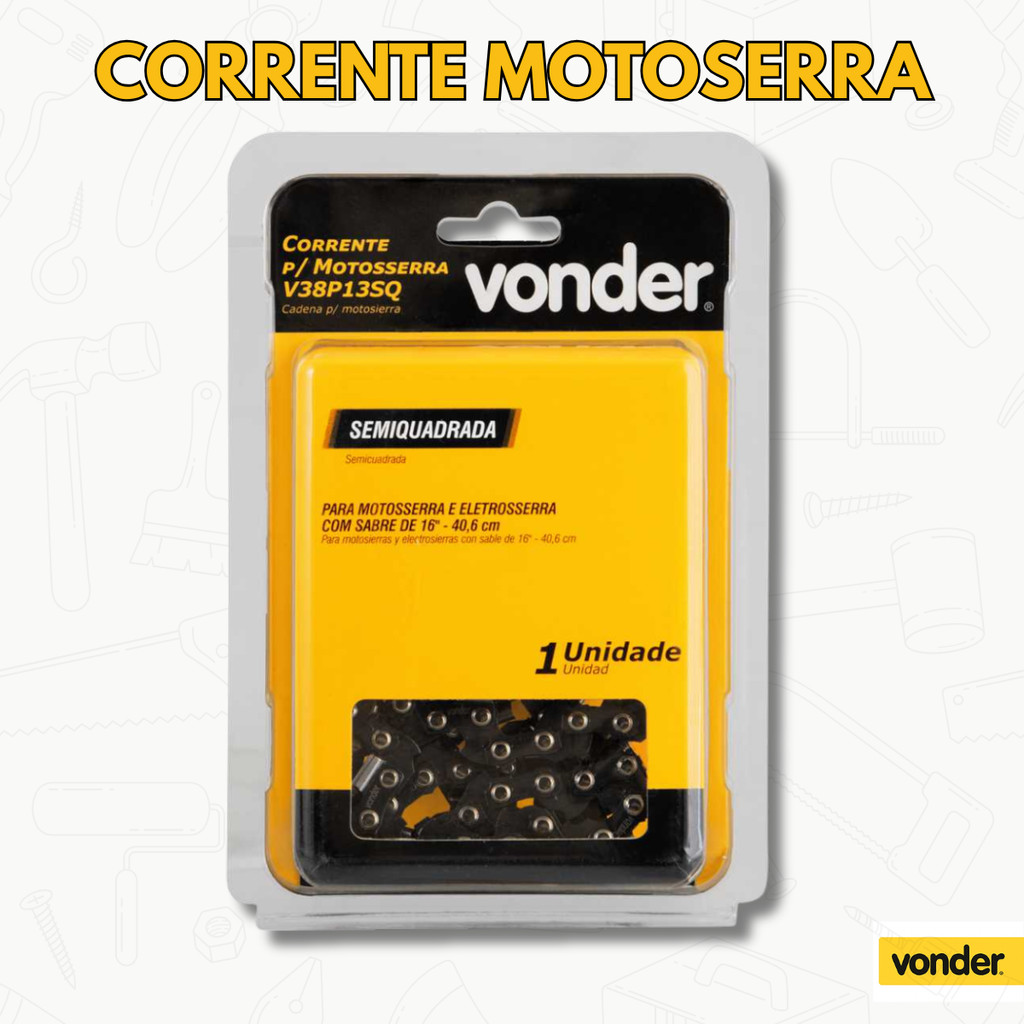 Corrente Motosserra Eletrosserra 16 Vonder Todos os Modelos V38P13SQ 57 Elos 3/8