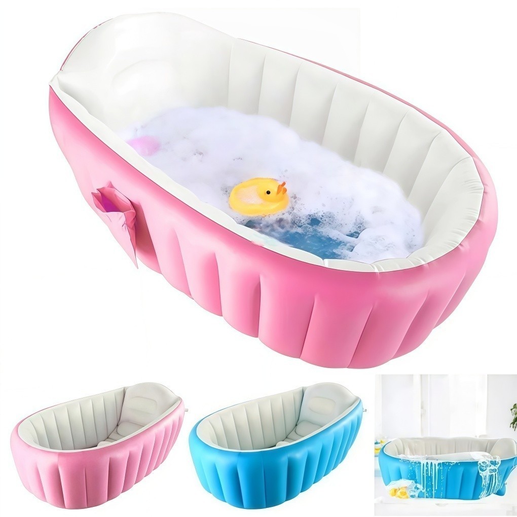 Banheira Infantil Inflável Dobrável Portátil PVC com Drenagem
