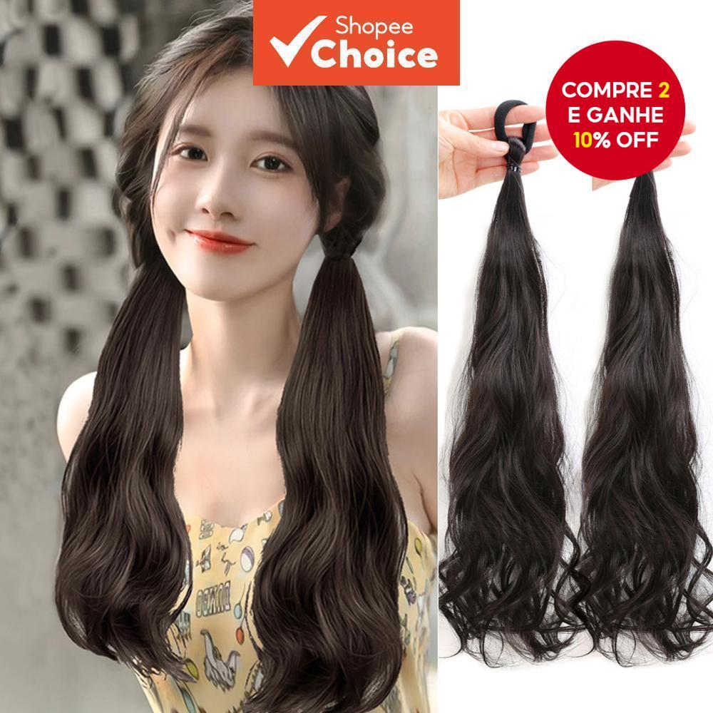 Peruca De Rabo De Cavalo Reto-Acessório De Faixa De Couro Para Estilos Duplos em Oferta na Shopee