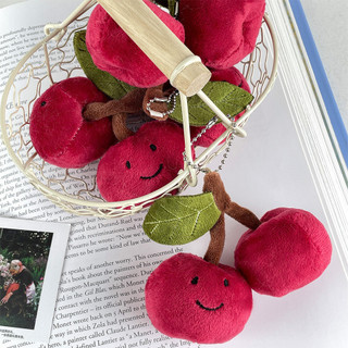 Fun simulação chaveiro de pelúcia cereja pingente de frutas fofos casal boneca mochila decoração brinquedo de pelúcia pi