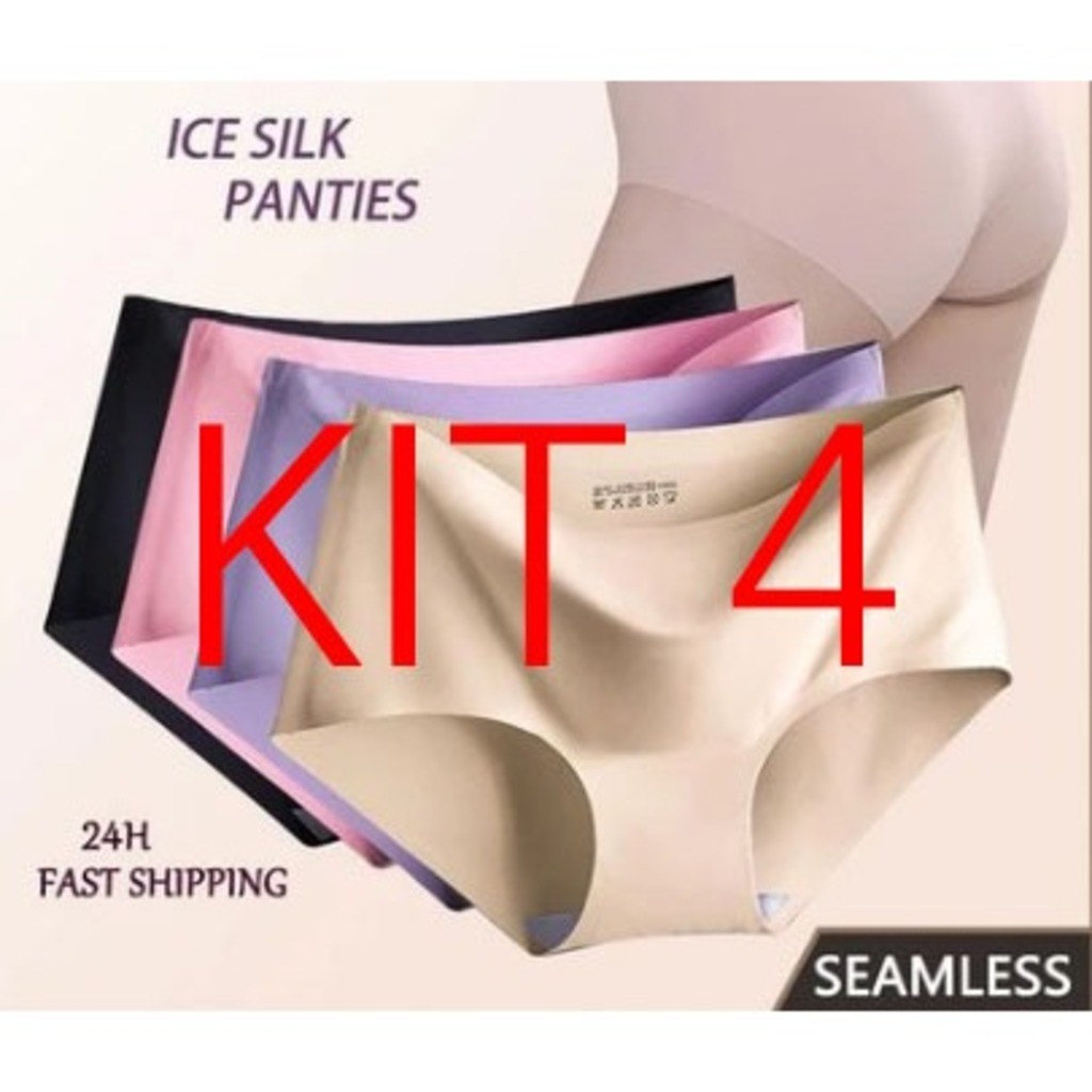 calcinha feminina invisível sem costuras respirável seda gelada