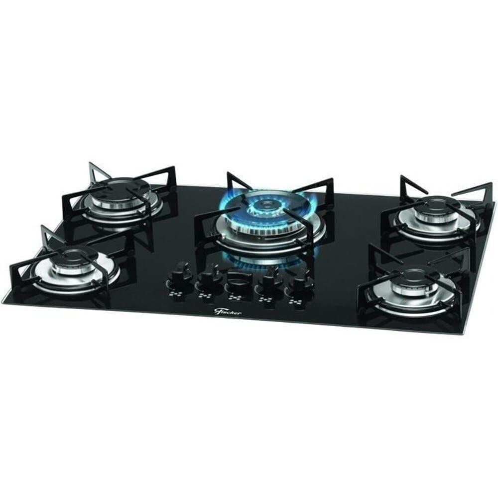 Cooktop 5 Bocas Fischer com Tripla Chama Superautomático, Preto - Bivolt em Oferta na Shopee