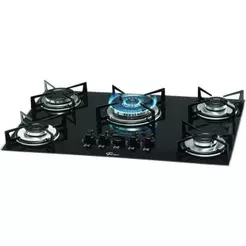 Cooktop 5 Bocas Fischer com Tripla Chama Superautomático, Preto - Bivolt