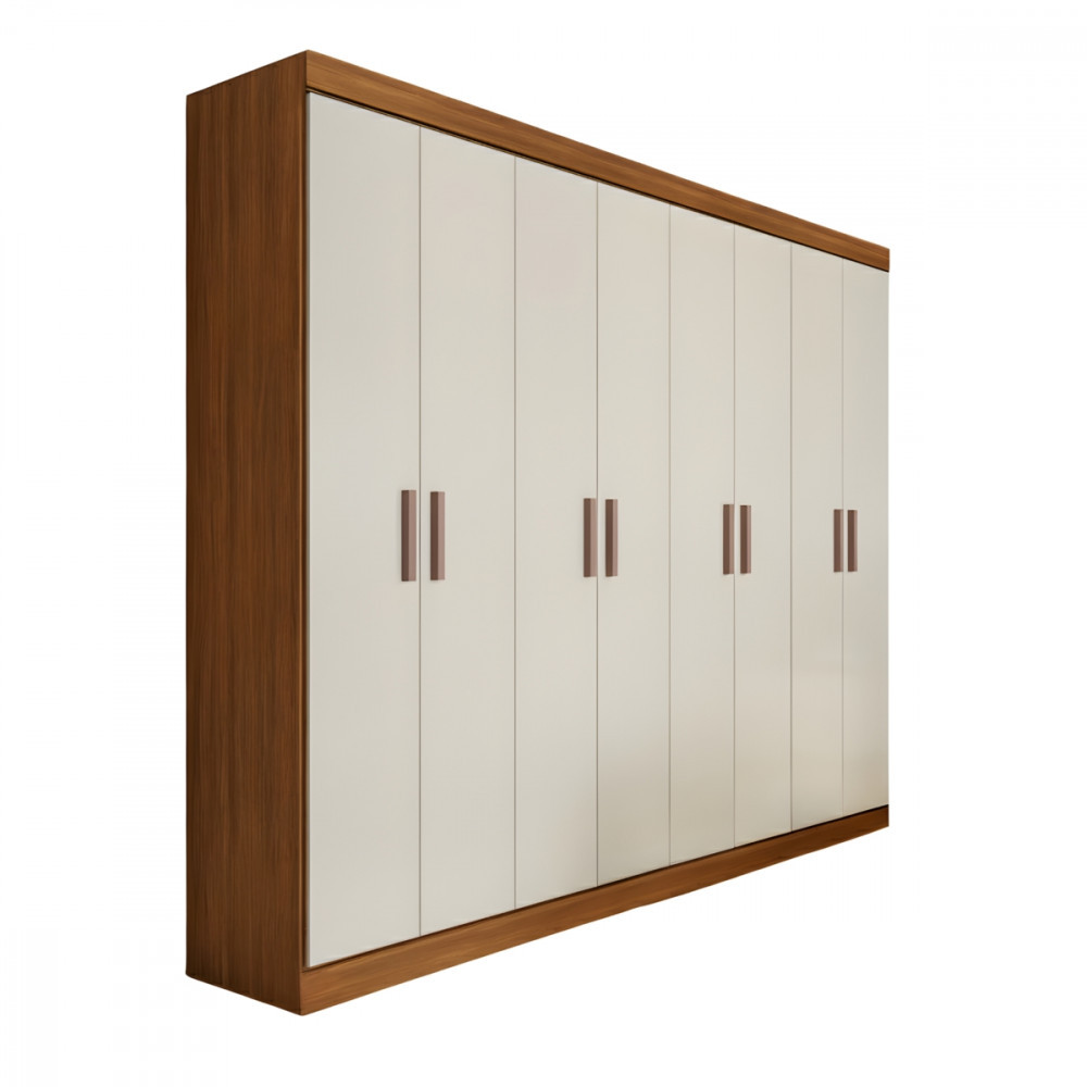 Guarda-Roupa Casal Maxel Paris 8 Portas MDP Cinamomo/Off White em Oferta na Shopee