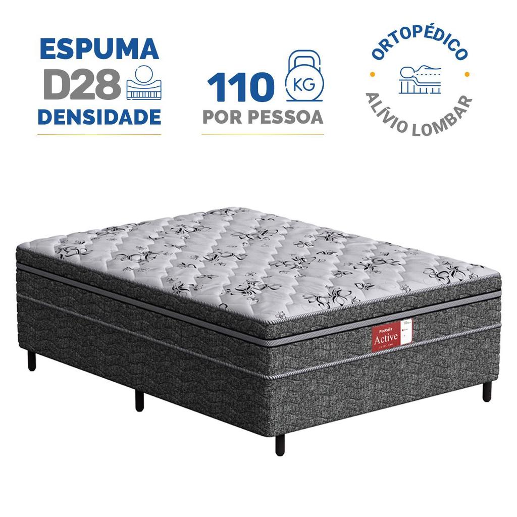Cama Box Conjugada Probel Espuma D28 Ortopédico Unique Active Casal 138cm em Oferta na Shopee