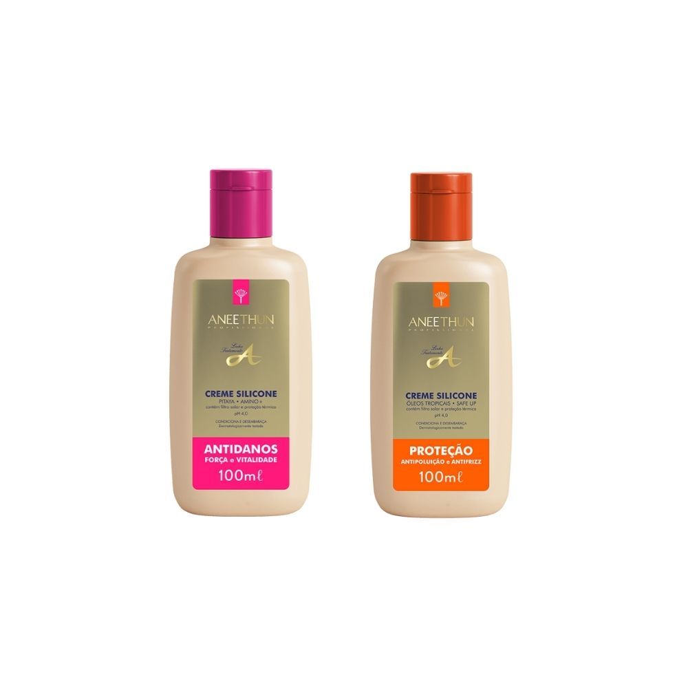 KIT ANEETHUN CREME SILICONE PROTEÇÃO E ANTIDANO 100ML - RESTAURAÇÃO, ANTIFRIZZ