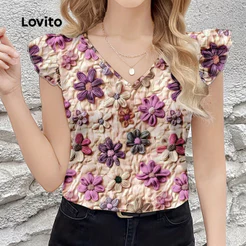 Lovito Férias Blusa Com Estampa Floral Blusa Feminina Para Primavera/verão L165ED1000