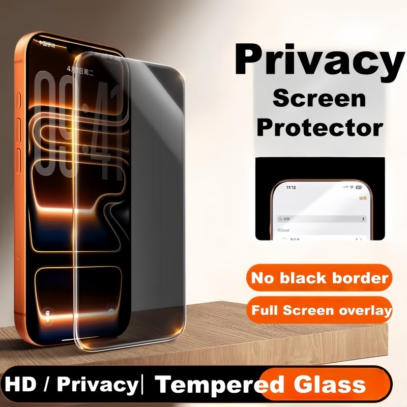 Vidro Temperado Sem Bordas Para iPhone 17 16 15 14 Pro Max 17 Air Plus 16E Protetor De Tela HD/Privacidade Filme De Com